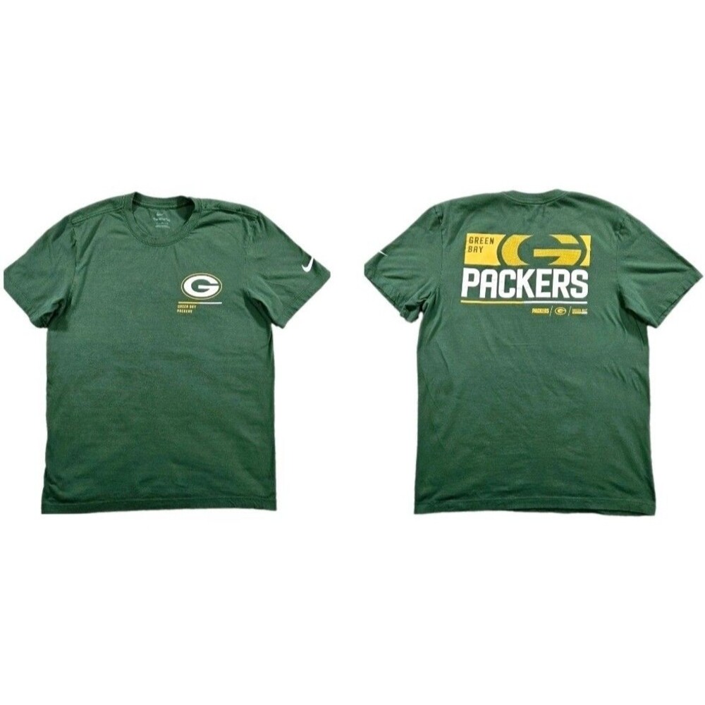 Mens Nike Green Bay Packers T Shirt Green Medium NFL Football Logo Graphic Tee